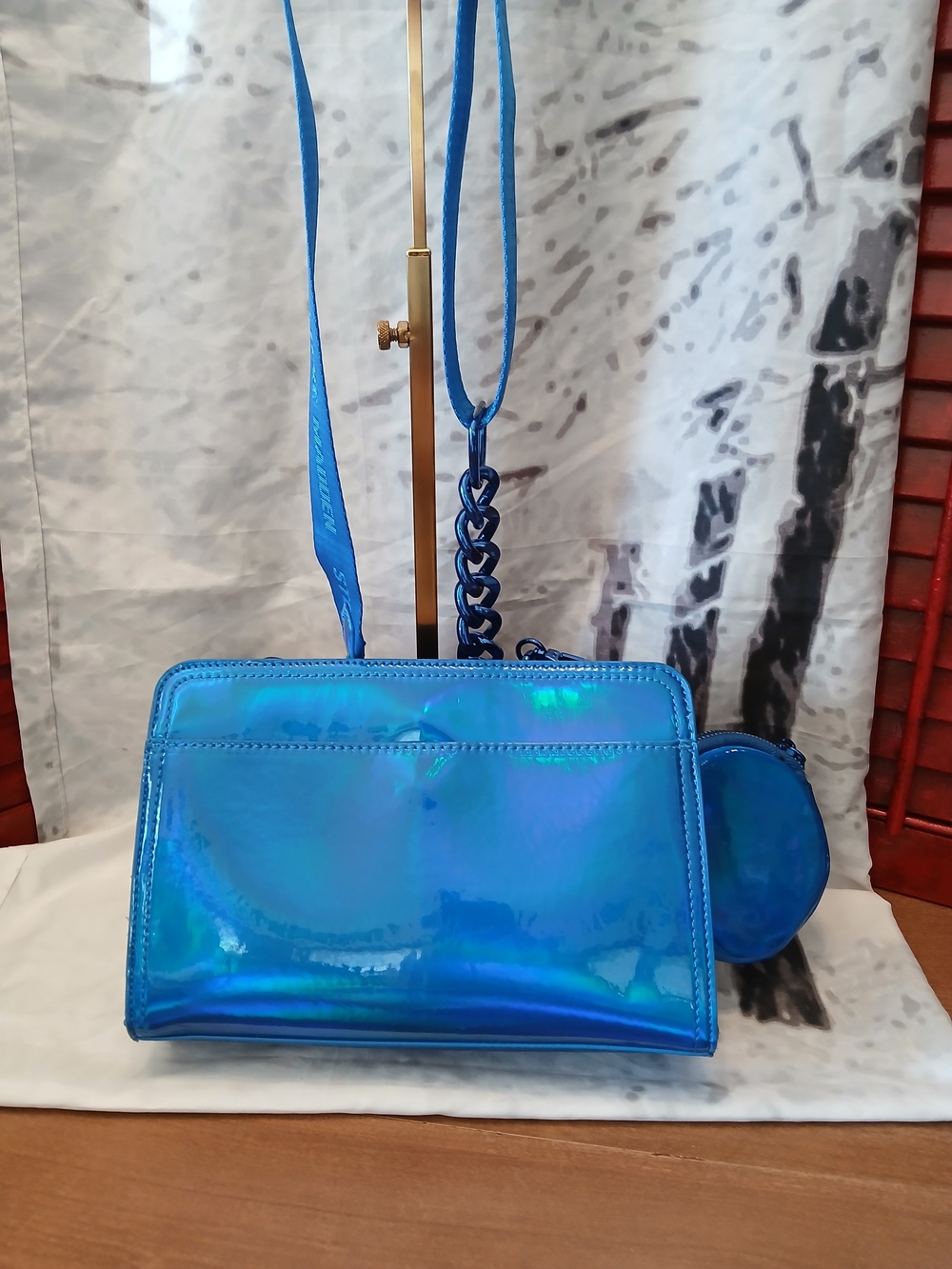 Steve Madden NWOT Irridescent Blue Crossbody Bag - Women's Shoulder Purse - Picture 6 of 9